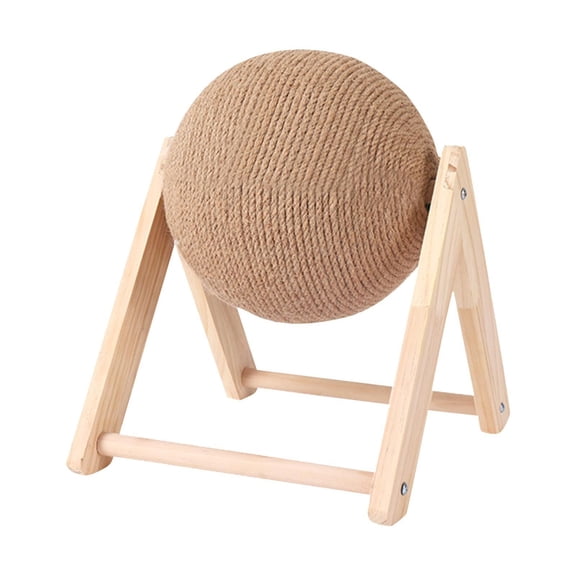 Cat Scratcher Toy, Hand Woven Natural Sisal Rope Wooden V-Shaped Scratching Ball Small Size 3.9 inch, 1 Pack Complete Set with 1 Scratching Ball 1 Stand 1 Screwdriver, Durable Interactive Pet Grindin