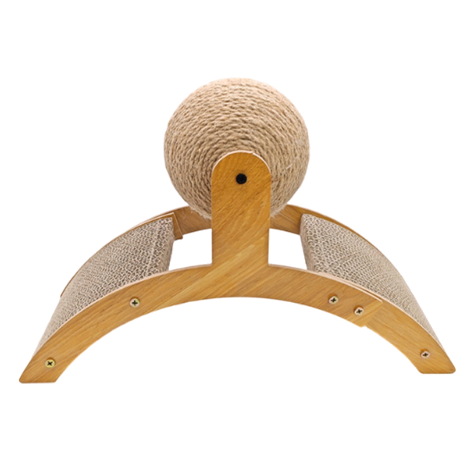 Cat Scratcher Toy with Sisal Ball, 2-in-1 Rope Ball with Bell & Cardboard Cats Scratching Interactive Solid Wood Durable Scratch for Indoor Kitties Wear-Resistant Furniture Supplies(13.9Inch,A)