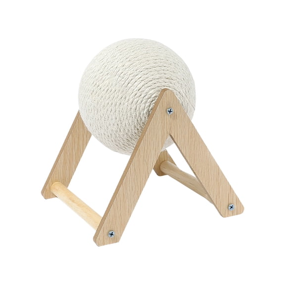 Cat Scratcher Toy with Sisal Ball, Rabbit Scratching Ball, Natural Sisal Scratcher, Spinning Cat Ball, Solid Wood Scratching Toy for Cats & Kittens, Indoor Interactive Pet Toy