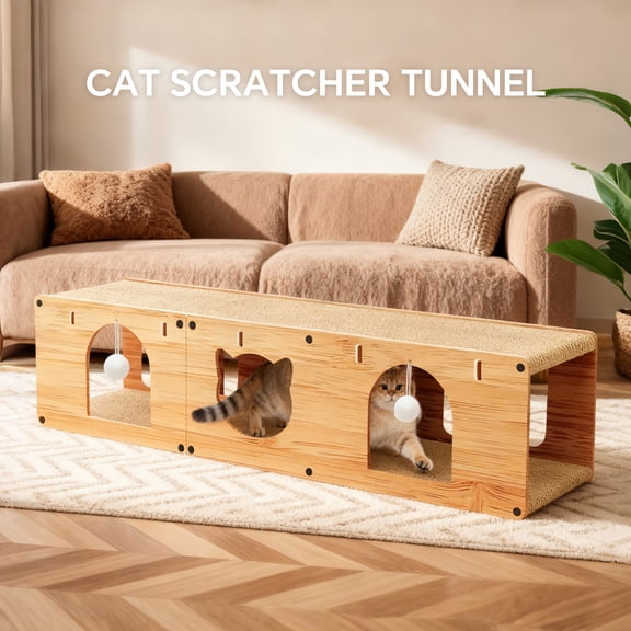 Cat Scratcher Tunnel, Scratching Pad Furniture Protection Comfortable Scratch Resistant Interactive Toy, 100*30*30cm