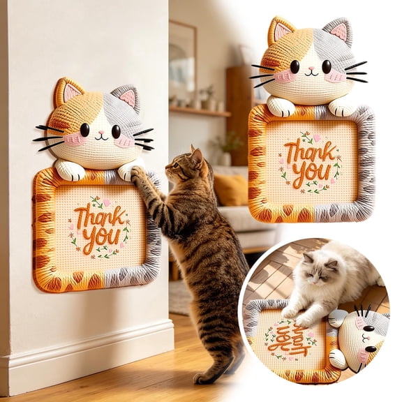 Cat Scratch Pad Wall Mount White Felt Anti‑Scratch Mat 5D Visual Woven Wall Furniture Protector Board Self‑Adhesive Vertical Corner Sofa Anti‑Damage Scratching Pad 19.7 x 31.5 in