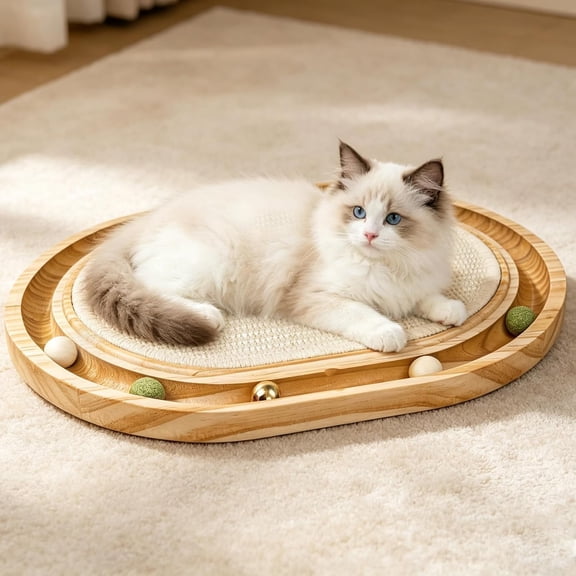 Cat Scratcher With Ball Track, Sisal Scratch Pad, Interactive Kitten
