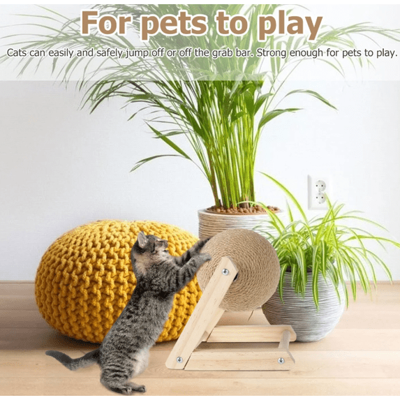 Cat Scratching Ball Natural Sisal Cat Scratcher Toy with Catnip ...
