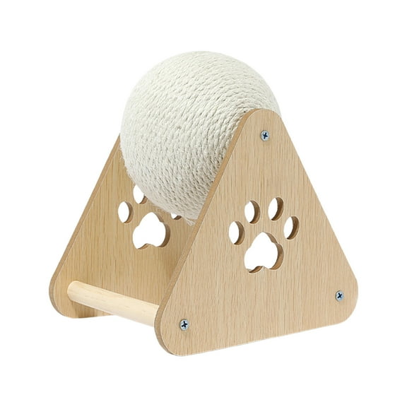 Cat Scratching Ball Roller Toy With Sisal And Rotating Wheel Climbing Frame Durable Wood Construction Anti Tip Design Reduces Furniture Scratching And Provides Exercise
