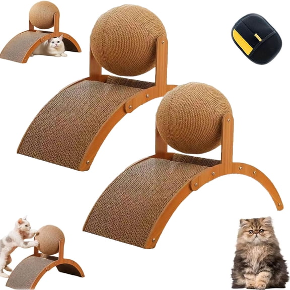 Cat Scratching Ball on Stand, Interactive Cat Scratcher with 360 Rotating Sisal Ball, Cat Scratching Post with Arch Bridge Balls, Cat Scratcher Board for Indoor,Protects Furniture & Rugs