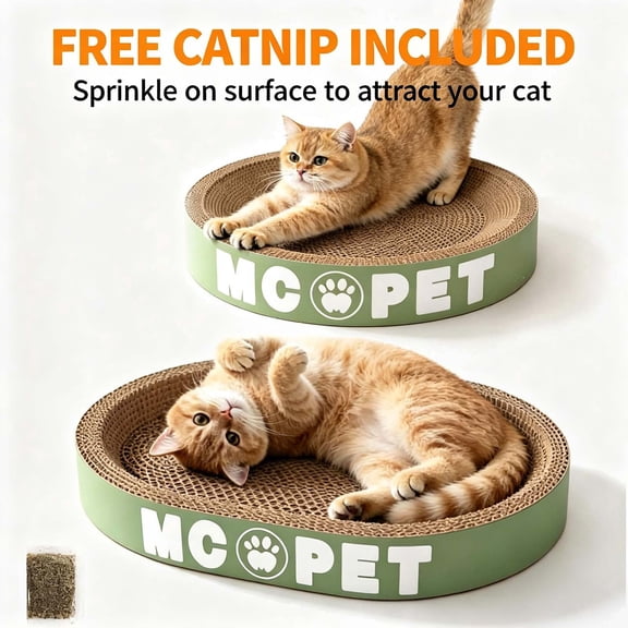 Cat Scratching Board, Circle Cat Scratcher Bed with Catnip, Corrugate Cat Scratcher for Indoor Cats, Cat Scratch Pad with Premium Scratch Textures Design _ A