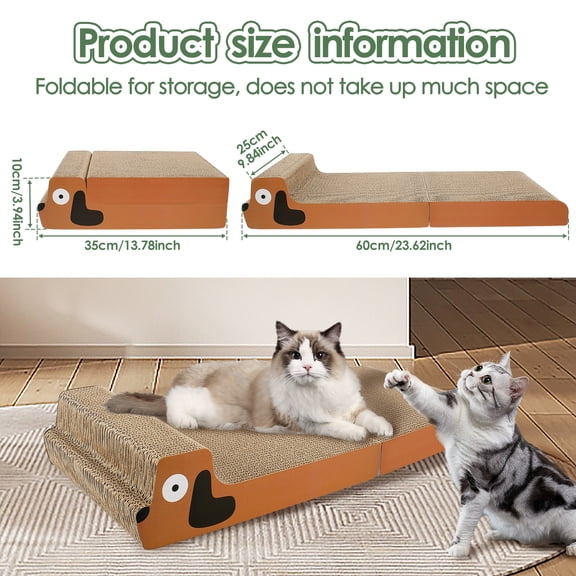 Cat Scratching Board Corrugate Cat Scratcher Foldable Cat Scratching Pad Multifunctional Cat Scratch Mat for Playing and Sleeping Fun Entertainment