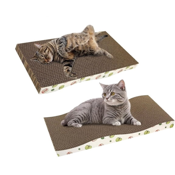 Cat Scratching Board, Corrugate Cat Scratcher for Indoor Cats with Catnip, Cardboard Cat Scratcher with Double-Sided Usability (Pack of 2)