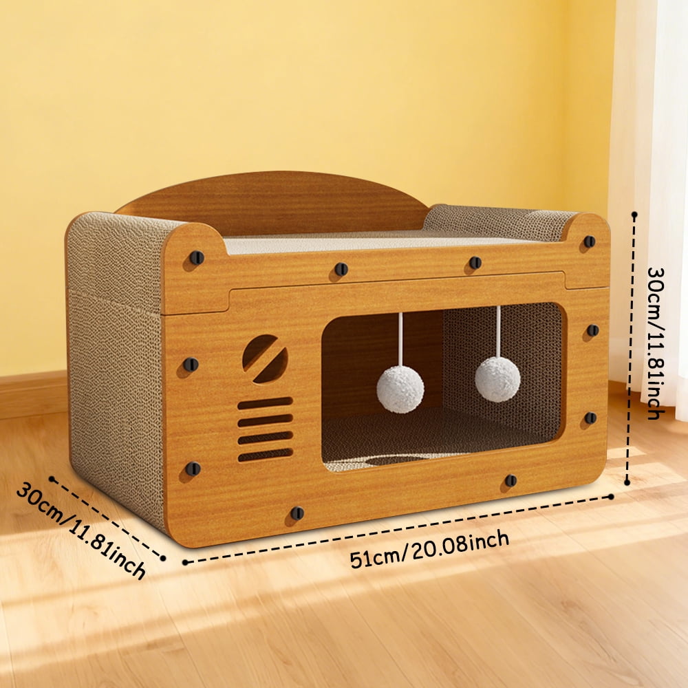 Cat Scratching Board Corrugated Large Space Cat Rest Villa Cat House Cat Bed With Scratch Pads Corrugated Pet Toys