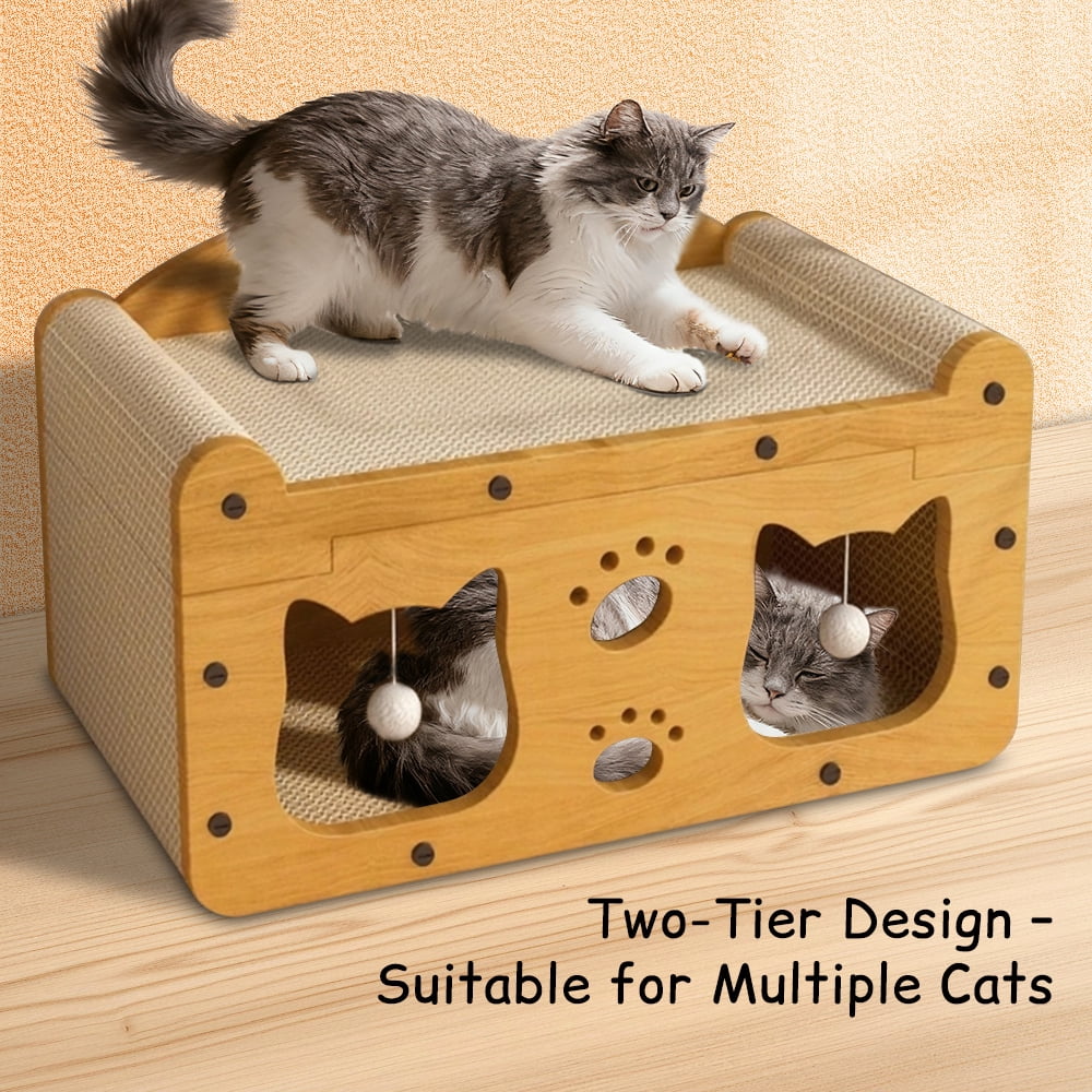 Cat Scratching Board Corrugated Large Space Cat Rest Villa Cat House Cat Bed With Scratch Pads Corrugated Pet Toys