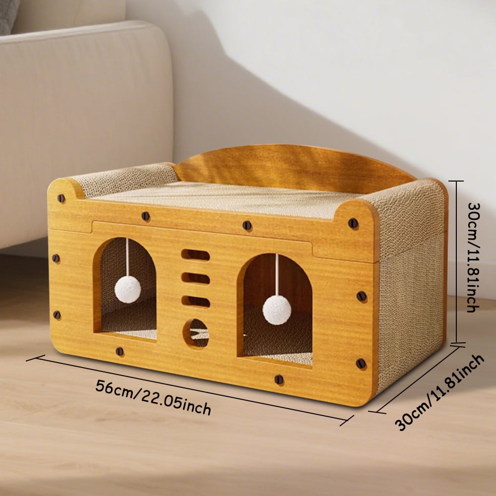Cat Scratching Board Corrugated Large Space Cat Rest Villa Cat House Cat Bed With Scratch Pads Corrugated Pet Toys