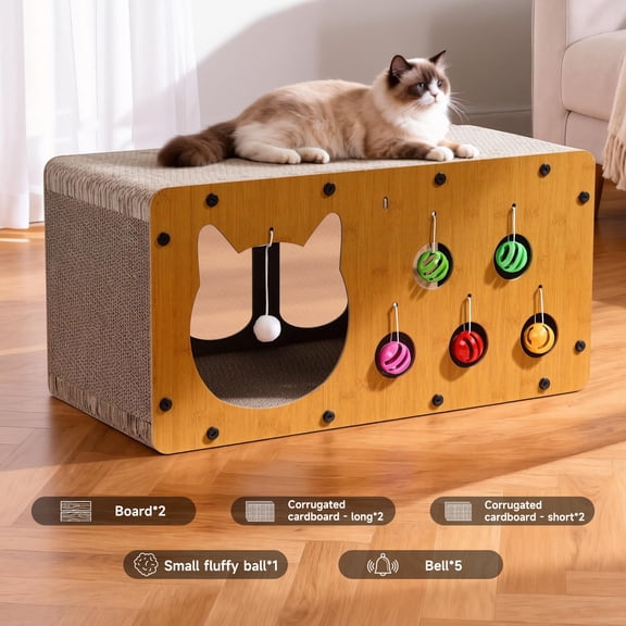 Cat Scratching Board, A Multifunctional Cat Furniture With An Interactive Rolling Ball, Scratch-resistant And Sturdy, With A Breathable Design That Meets Scratching, Playing, And Resting Needs
