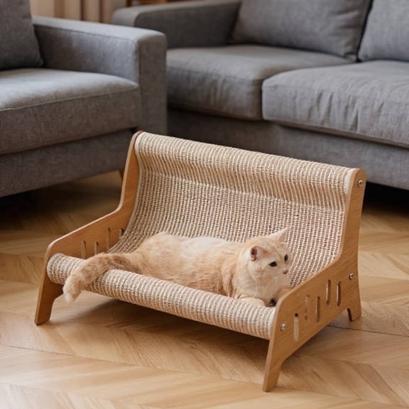 DOULAIMENG Cat Scratching Board Sofa,For All Ages Cats: Sturdy Elevated Design, 3-in-1 (Scratch/Sleep/Play), Approx 20.5"