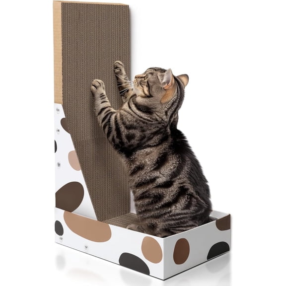 Cat Scratching Board, L Shaped Corrugated Cat Scratching Board with Box, Protect Furniture Couch