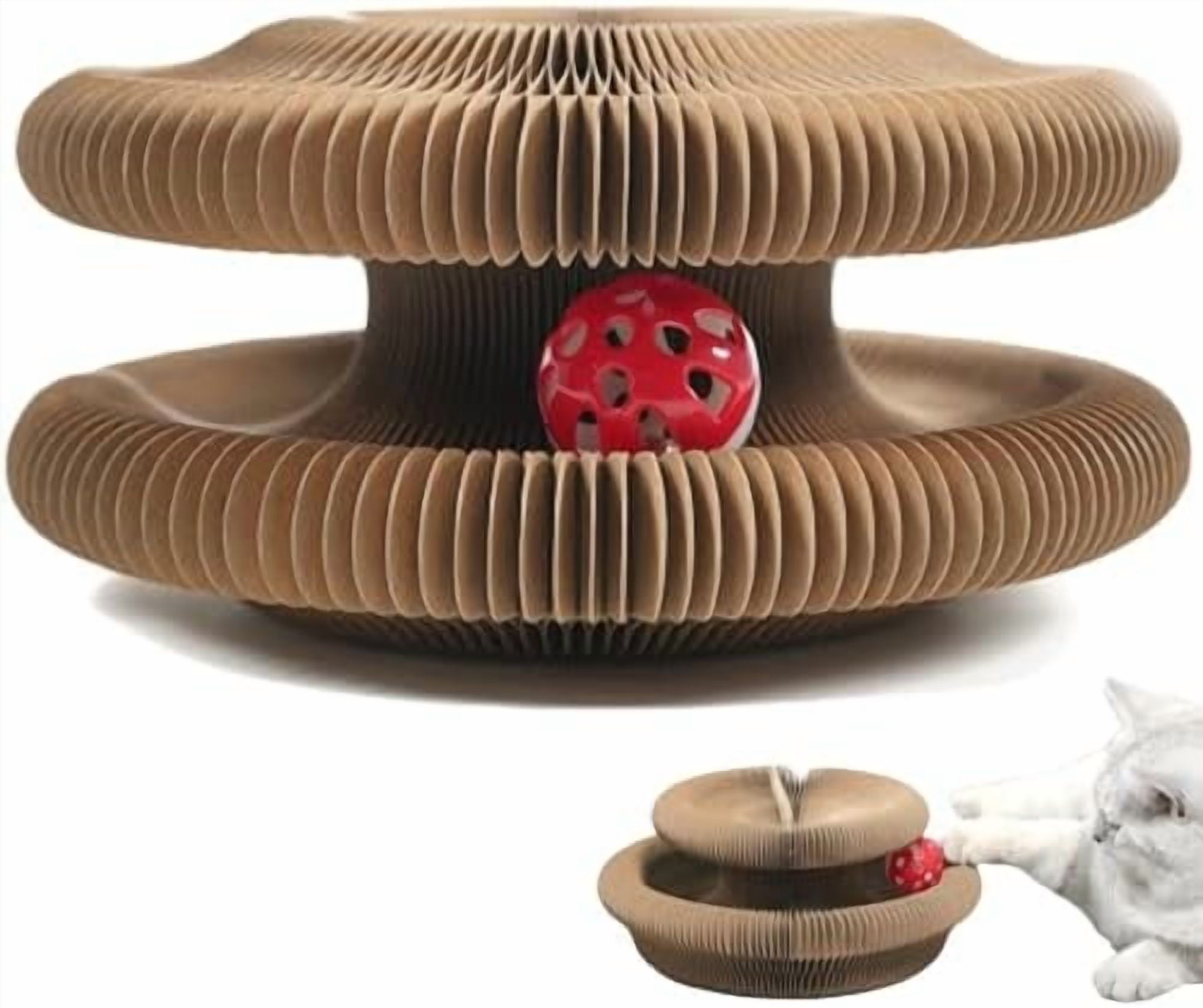 Cat Scratching Board with Ball, Interactive Foldable Cats Cardboard Toy (1PCS)