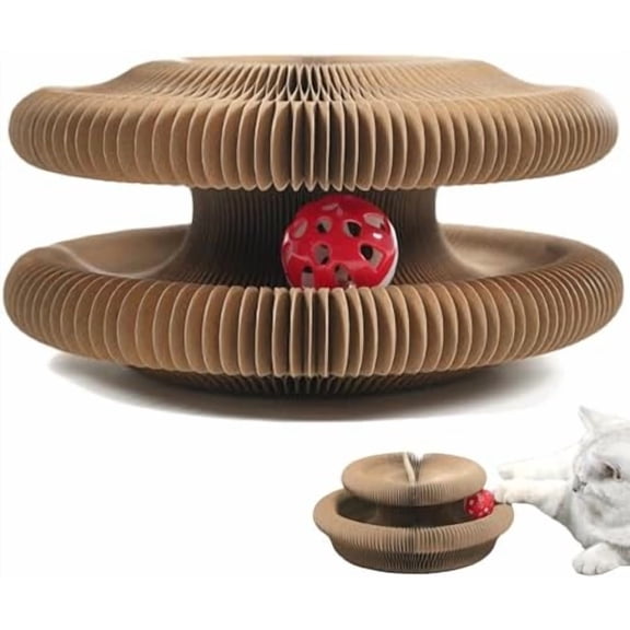 Cat Scratching Board with Ball, Interactive Foldable Cats Cardboard Toy (1PCS)