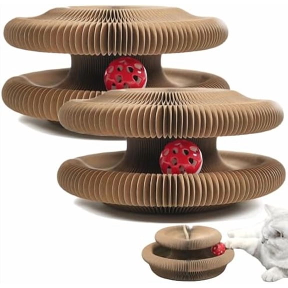 Cat Scratching Board with Ball, Interactive Foldable Cats Cardboard Toy (2PCS)