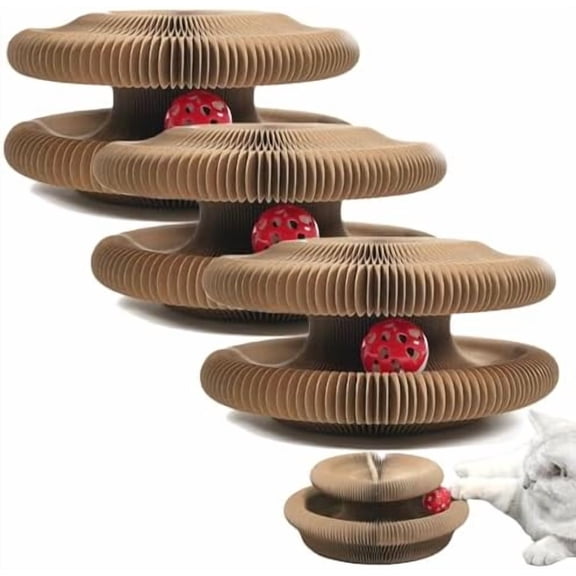 Cat Scratching Board with Ball, Interactive Foldable Cats Cardboard Toy (3PCS)