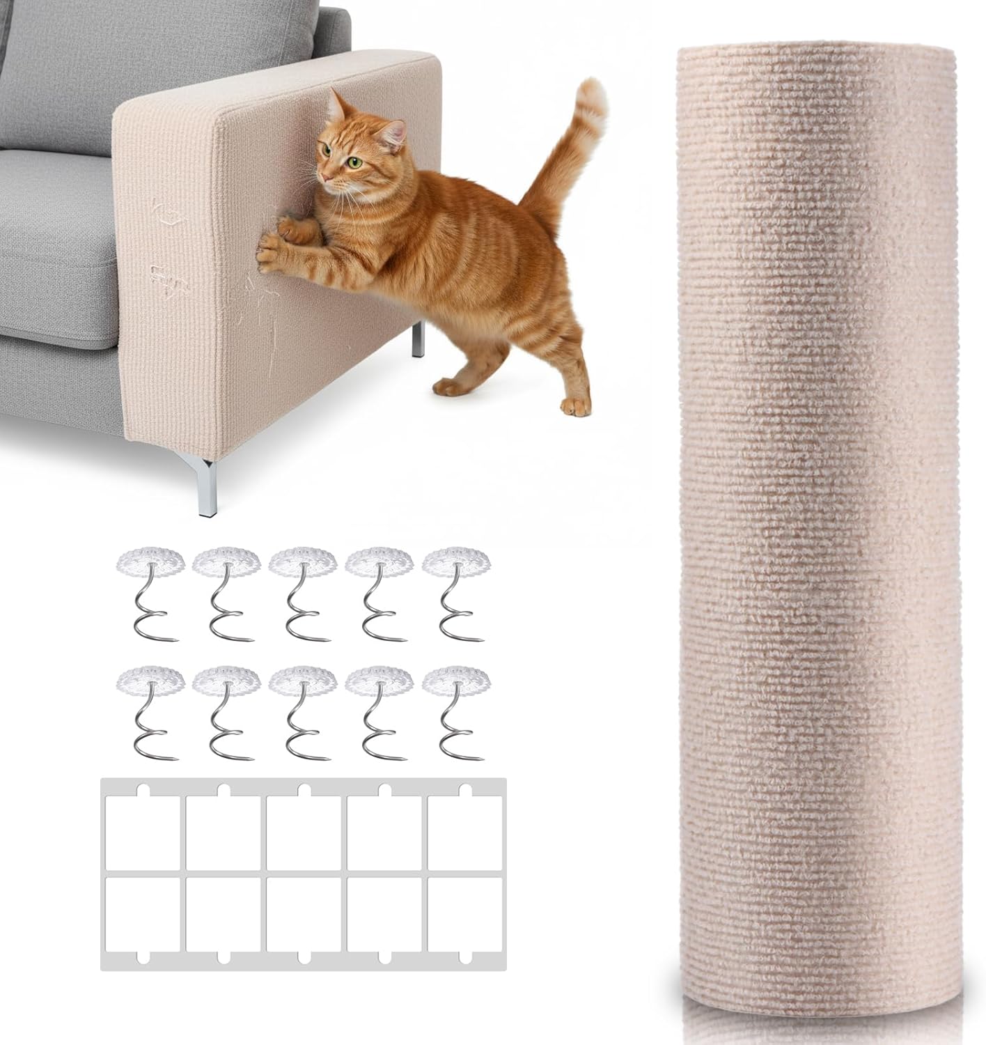 Cat Scratching Carpet Mat, 78.7 x 15.8 Inch Trimmable Self-Adhesive ...