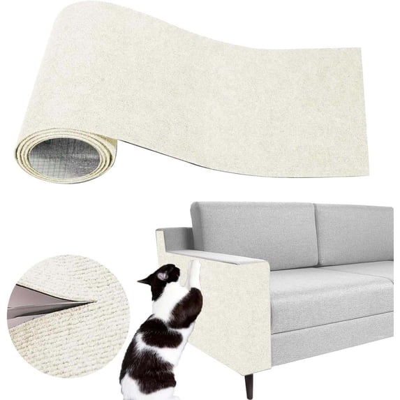 Cat Scratching Mat 12x39Inch Self Adhesive,DIY Climbing Scratch Pad for Furniture Protection,Wear Resistant Sisal Carpet for Sofa Wall Door,Pet Scratcher Board for Sofa,Cat Tree & Wall Protection