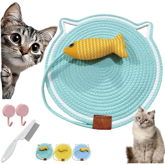 Cat Scratching Mat, Natural Cotton Rope Round Scratch Pad, Non-Slip ...