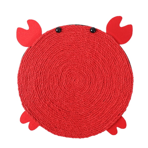 Cat Scratching Mat Sisal Material Portable With Rope For Hanging Durable Jute Pad Crab Shape 16X20 Inch