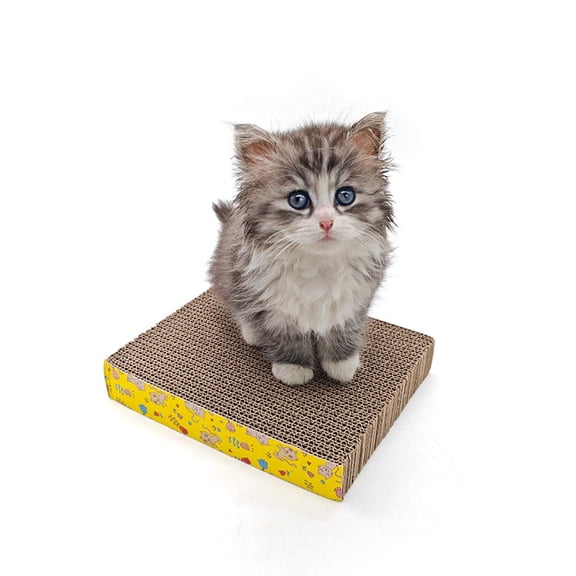 Cat Scratching Pad, Cardboard Cat Scratcher, Cat Supplies for indoor Cats, 16X10 in, Cat Nail File Scratcher, Printed Yellow Border, Kitty toys for indoor Cats, 1 Pc