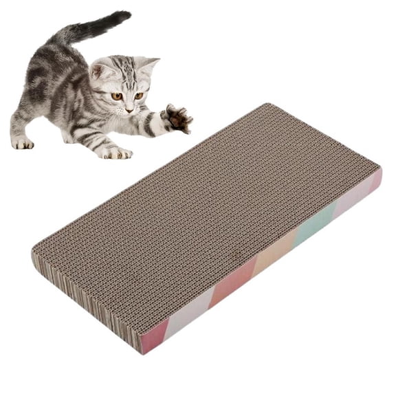 Cat Scratching Pad, Corrugated Cardboard Scratcher with Cartoon Border for Indoor Cats, Furniture Protection