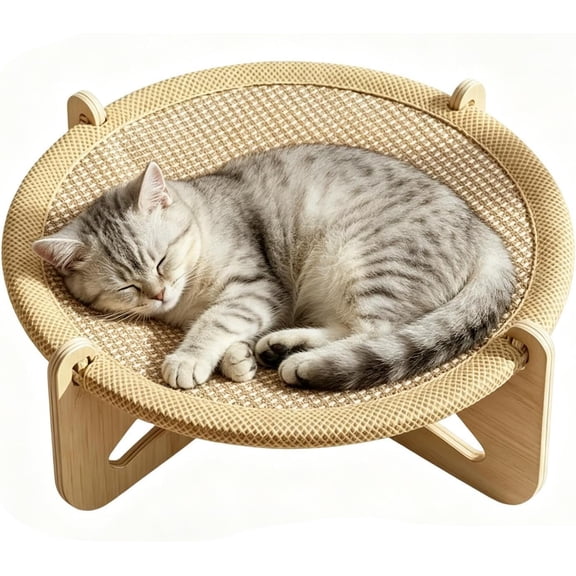 Cat Scratching Pads Wooden Elevated Kitten Bed Cat Scratcher Hammock for Enrichment Stimulation Boredom Home Couch Furniture Carpet Protection