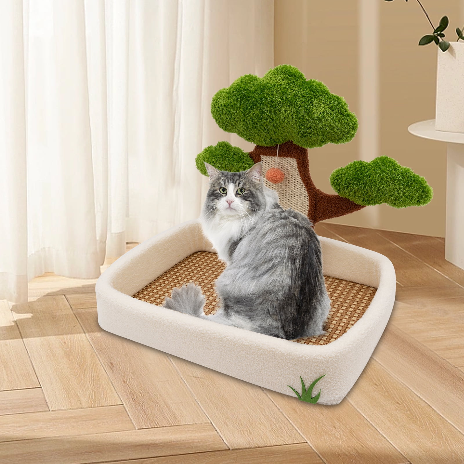 Cat Scratching Post - 23.6'' Cat Bonsai Tree with hanging ball, Combination Of Cat Scratching Post and Cat Bed, Cat Furniture, Cat Bed