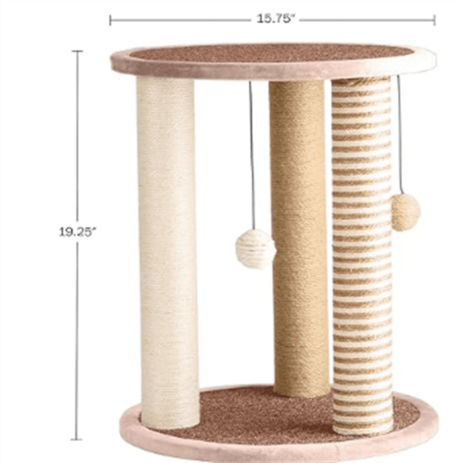 Cat Scratching Post - 3 Scratcher Posts with Carpeted Base Play Area and Perch - Furniture Scratching Deterrent for Indoor Cats by  (Brown), Large