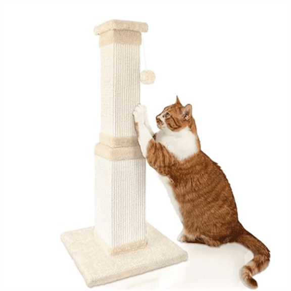 Cat Scratching Post, 32 Inch Cat Scratching Post for Large Cats, Scratching Posts for Indoor Cats Adults, Cat Scratch Post with Nature Sisal, Beige
