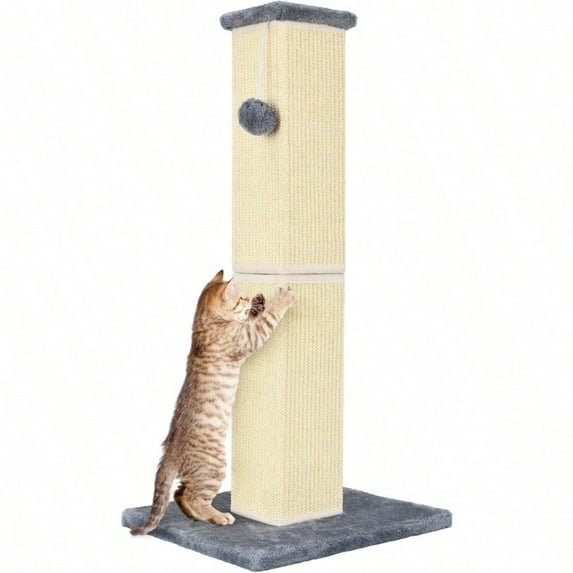 Cat Scratching Post 32 Inch for Indoor Large Cats and Kitten Nature Sisal Tall Cat Scratch Post Sisal Cat Scratcher Imp Cat's Scratching Habits and Protect Your Furniture Grey