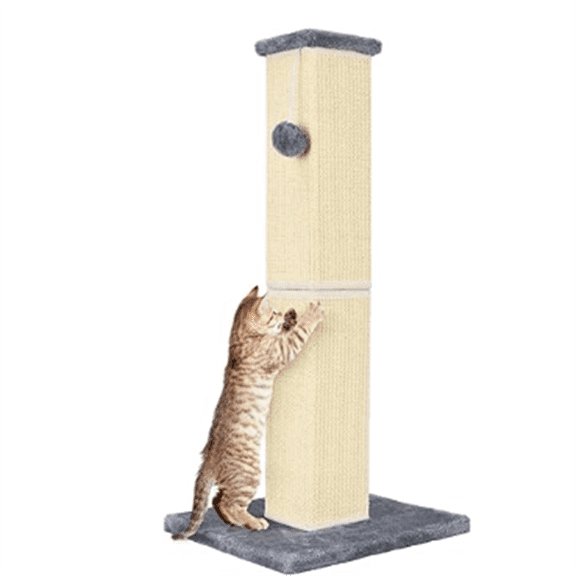 Cat Scratching Post 32 Inch for Indoor Large Cats and Kitten, Nature Sisal Tall Cat Scratch Post, Sisal Cat Scratcher Improve Cat's Scratching Habits and Protect Your Furniture, Grey