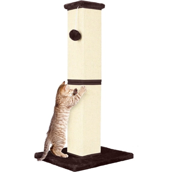 Cat Scratching Post 32 Inch for Indoor Large Cats and Kitten, Nature Sisal Tall Cat Scratch Post, Sisal Cat Scratcher Improve Cat's Scratching Habits and Protect Your Furniture, Beige