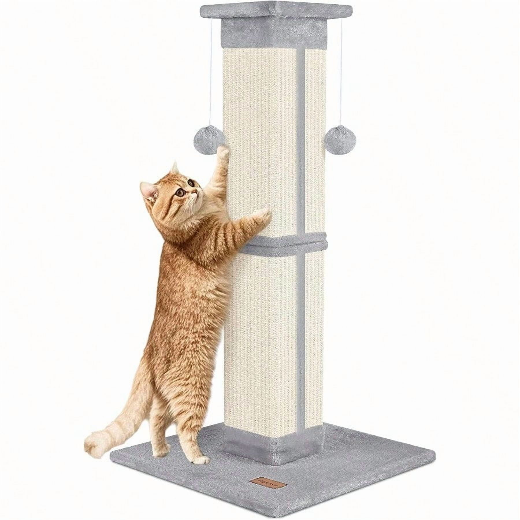 Cat Scratching Post 33 Inch For Indoor Cats High Cat Scratch Post Grey ...