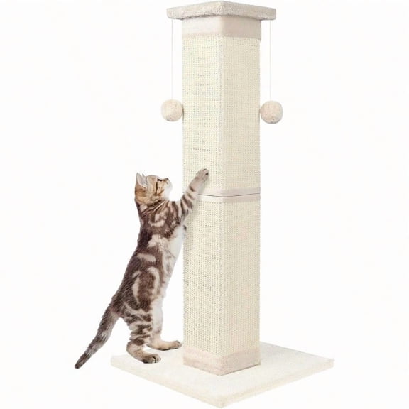 Cat Scratching Post 33 Inch Nature Sisal Cat Scratch Post For Indoor Cats Large Cat Scratcher Protect Your Furniture For All Breeds