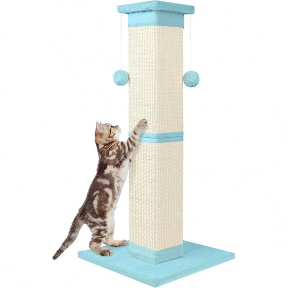Cat Scratching Post 33 Inch Nature Sisal Cat Scratch Post for Indoor Cats Large Cat Scratcher Protect Your Furniture Cyan