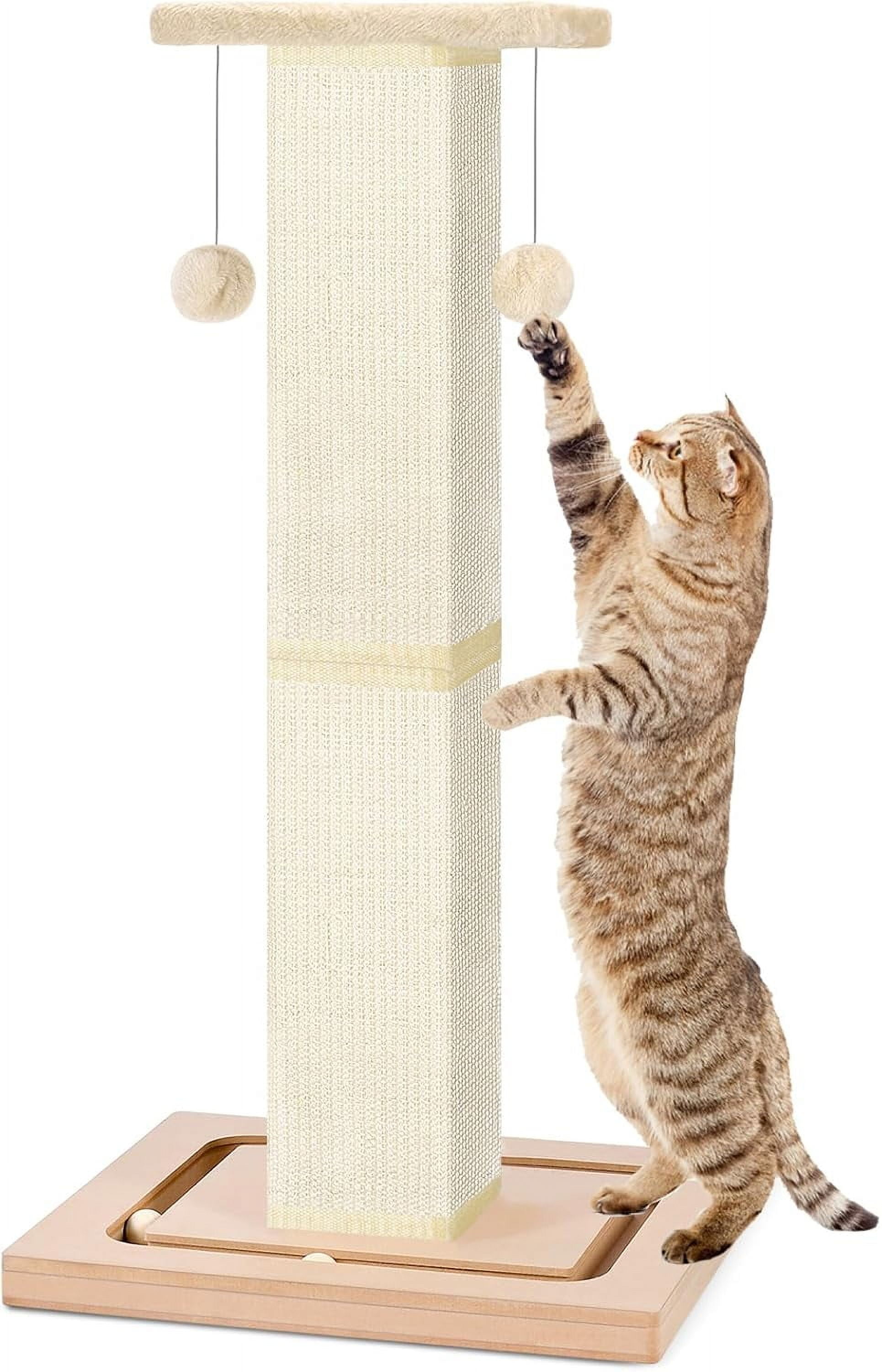 Cat Scratching Post, 33" Tall Cat Scratching Post, Heavy Duty Cat Scratching Post with Ball Track and Hanging Ball, Scratching Posts for Indoor Cats Adults