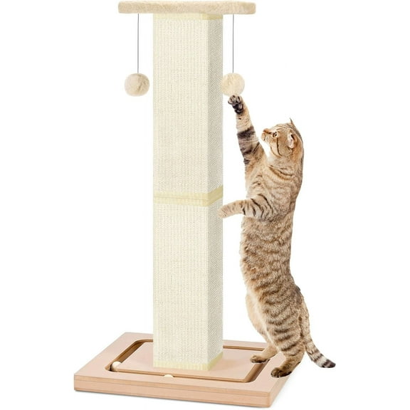 Cat Scratching Post, 33" Tall Cat Scratching Post, Heavy Duty Cat Scratching Post with Ball Track and Hanging Ball, Scratching Posts for Indoor Cats Adults