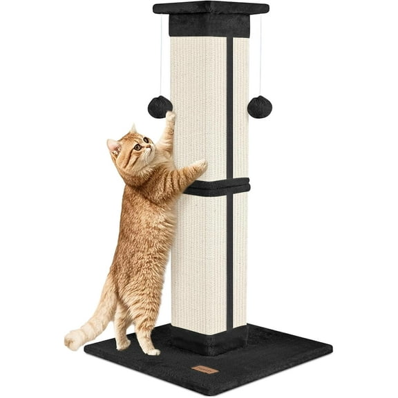 Cat Scratching Post 33 inch for Indoor Cats, High Cat Scratch Post Black, Cat Tree for Full-Body Stretching, Protect Your Furniture