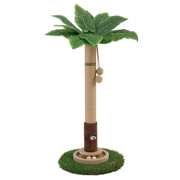 Cat Scratching Post 35'' Tall Cat Scratcher Tree Tower Scratching Posts for Indoor Cats with Cat Toy Mouse Hole and Interactive Wooden Ball for Kittens Adults Cats