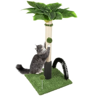 19.5 Inch Cat Scratch Post With Dangling Ball – Jute Fiber Post For Indoor Kittens & Cats