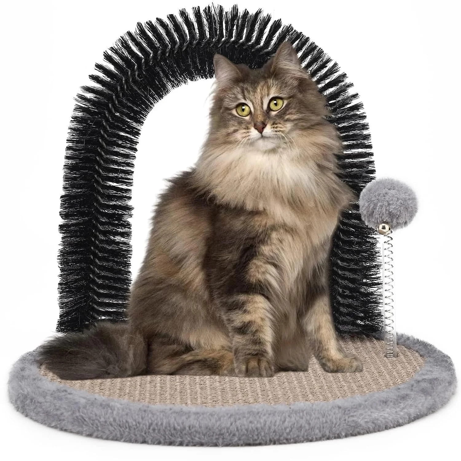 Cat Scratching Post with Cat Arch,Cat Self Groomer Massager Hair Brush