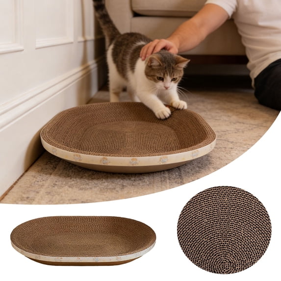 Cat Scratching Post Bed,Indoor Pet Furniture Combo,Corrugated Cardboard 18.5x13.5in