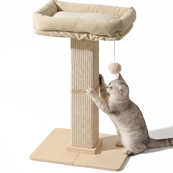 Cat Scratching Post Beige Modern Style Perch Tower for Adult Cats