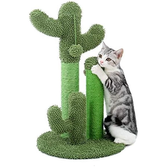 Cat Scratching Post Cactus Cat Scratcher Featuring with 3 Scratching Posts and Dangling Ball-Medium 23 Inches