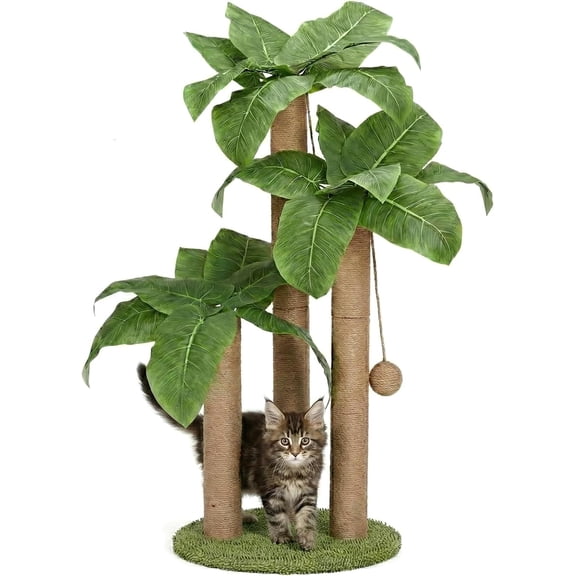 Cat Scratching Post,Cat Scratcher Tree with 3 Scratching Poles & 2 Interactive Dangling Balls,Cats Scratching Posts for Indoor Kitten & Adult Cats