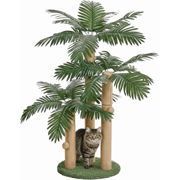 Cat Scratching Post,Cat Scratcher Tree with 3 Scratching Poles & 2 Interactive Dangling Balls,Cats Scratching Posts for Indoor Kitten & Adult Cats