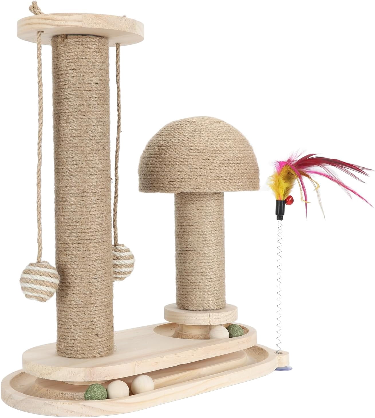 Cat Scratching Post Interactive Tall Kitten Scratcher with Teasing Wand ...